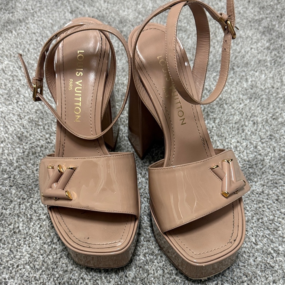 Louis Vuitton Women's Beige Platform Heels